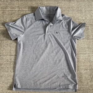 Vineyard Vines On the Go Sankaty Gray Striped Polo
